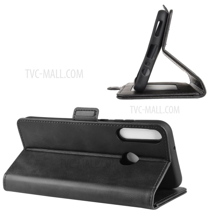 Double Clasp Flip Leather Cover for Huawei P40 lite E/Y7p - Black-9