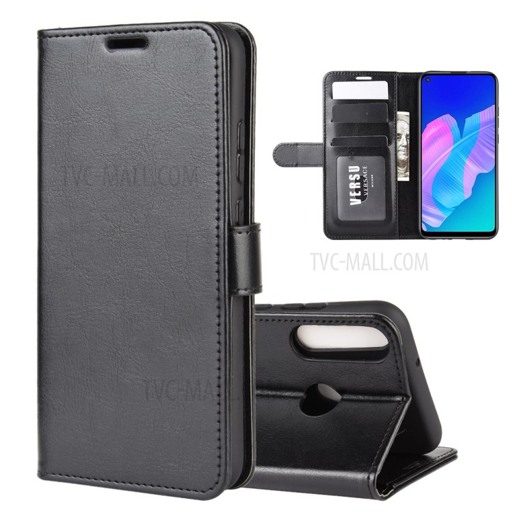 Crazy Horse Wallet Leather Stand Case for Huawei P40 lite E / Y7p - Black-2