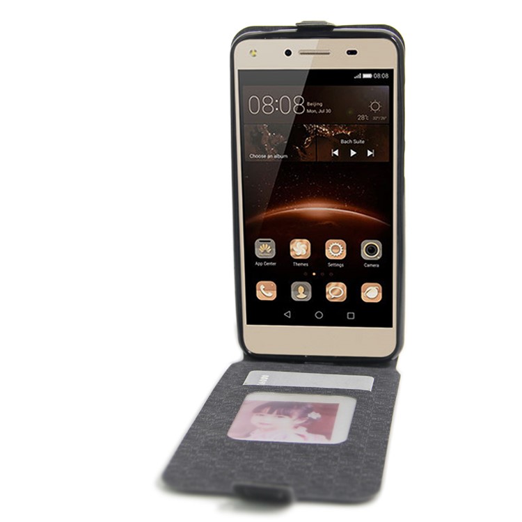 Crazy Horse Vertical Leather Card Holder Case for Huawei Y5II / Y5 II - Black-2