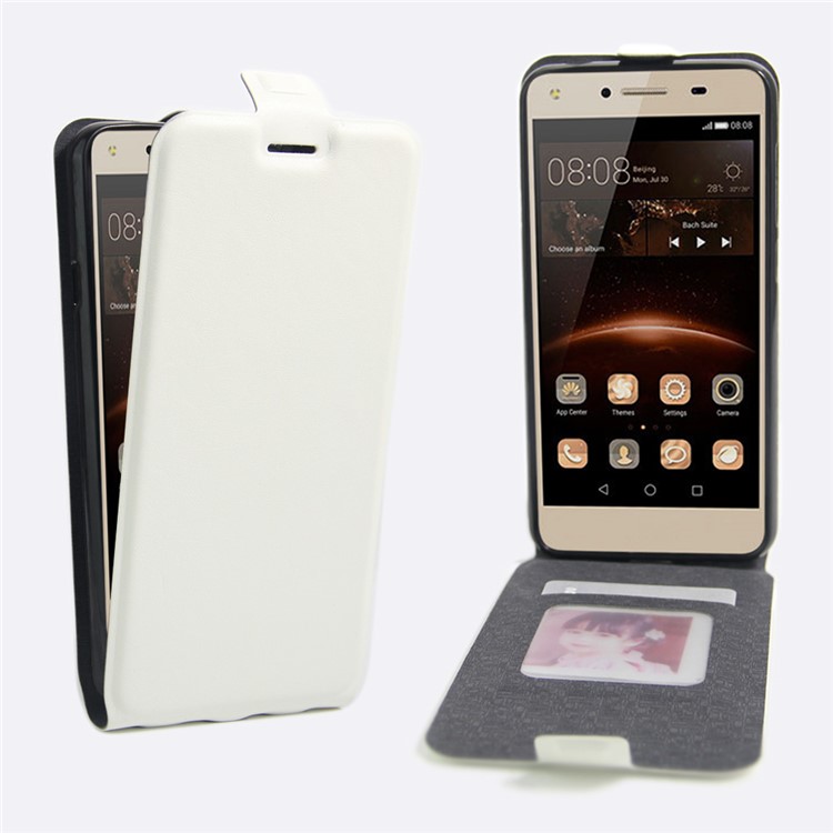 Crazy Horse Vertical Leather Card Holder Cover for Huawei Y5II / Y5 II - White-1
