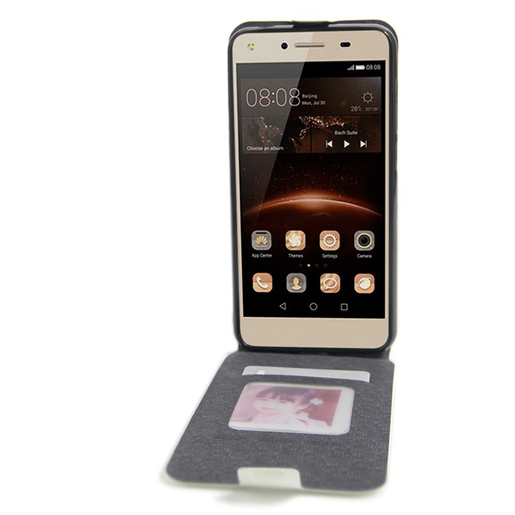 Crazy Horse Vertical Leather Card Holder Cover for Huawei Y5II / Y5 II - White-2