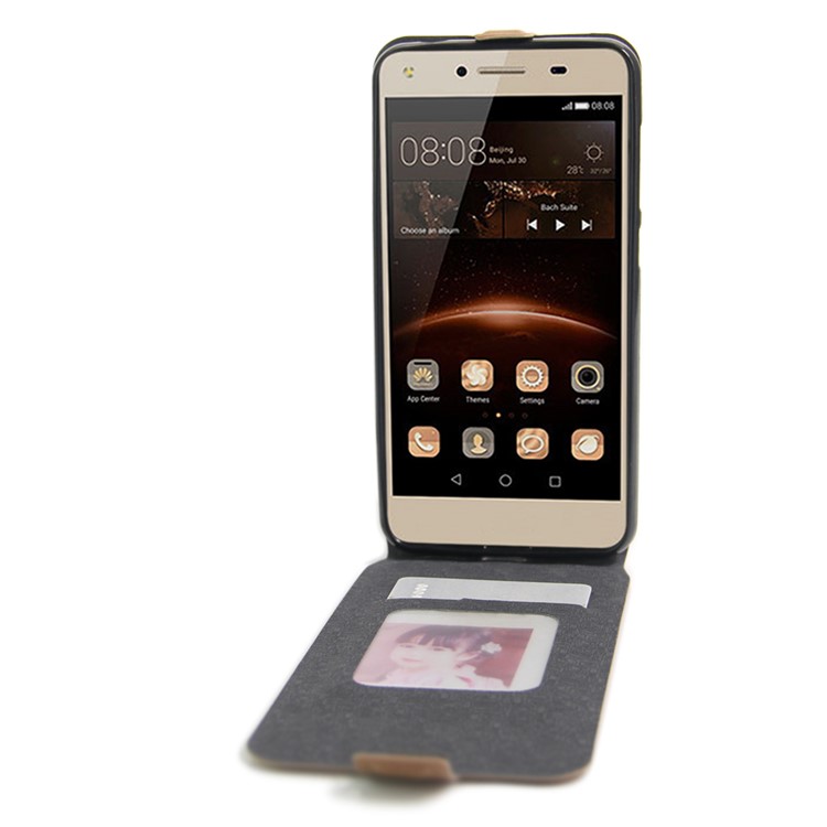 Crazy Horse Vertical Leather Card Holder Case for Huawei Y5II / Y5 II - Brown-2