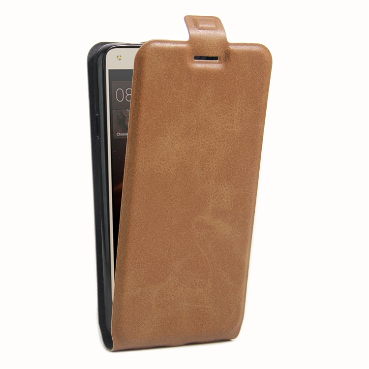 Crazy Horse Vertical Leather Card Holder Case for Huawei Y5II / Y5 II - Brown-3