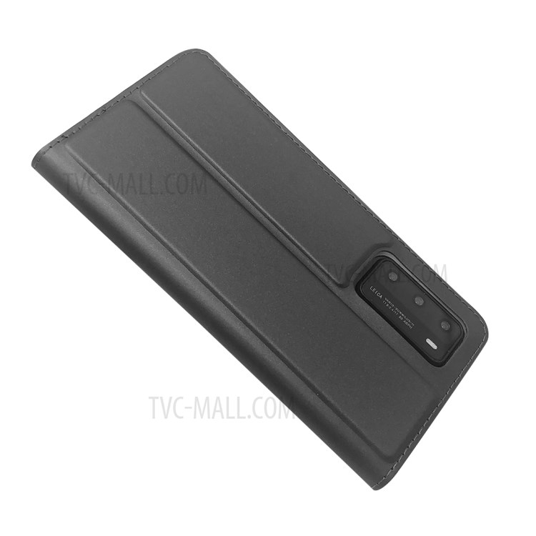 Magnetic Adsorption Stand Leather Card Holder Case for Huawei P40 - Black-4