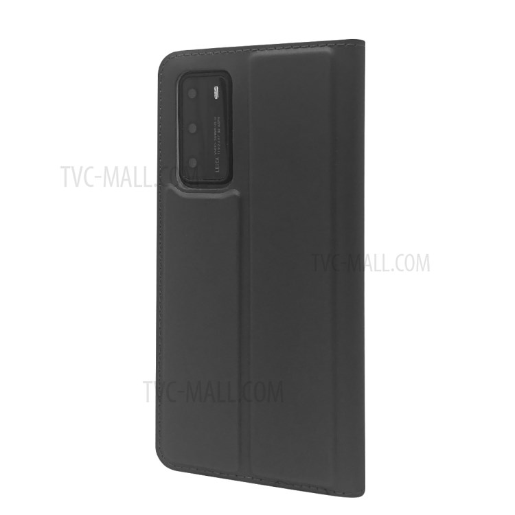 Magnetic Adsorption Stand Leather Card Holder Case for Huawei P40 - Black-8