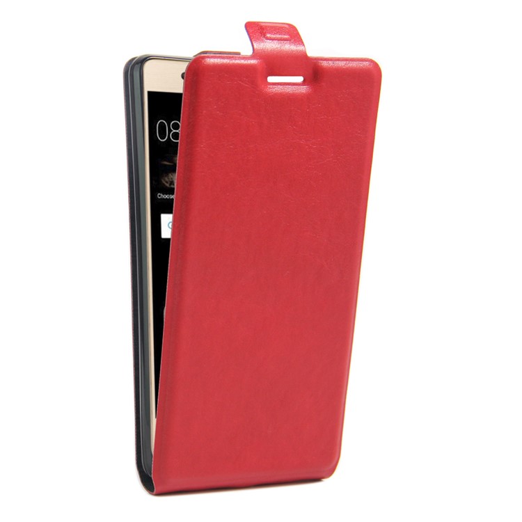Crazy Horse Vertical Flip Leather Shell for Huawei P9 Lite/G9 Lite with Card Slot - Red-3