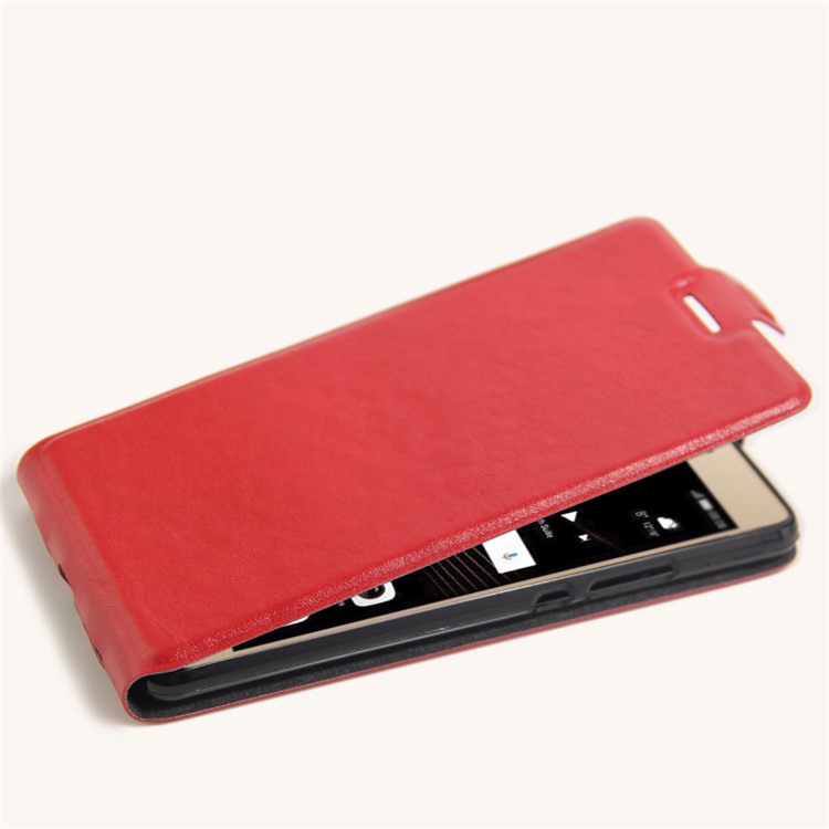 Crazy Horse Vertical Flip Leather Shell for Huawei P9 Lite/G9 Lite with Card Slot - Red-4