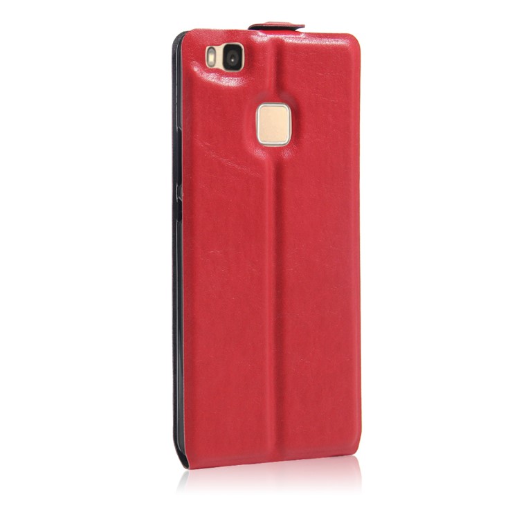 Crazy Horse Vertical Flip Leather Shell for Huawei P9 Lite/G9 Lite with Card Slot - Red-5