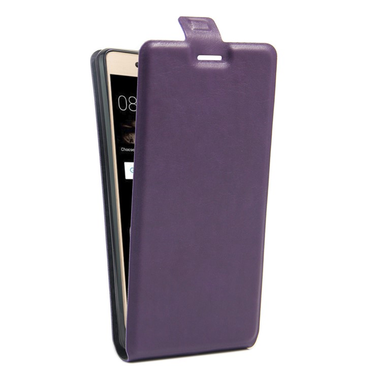 Crazy Horse Vertical Flip Leather Phone Shell for Huawei P9 Lite/G9 Lite with Card Slot - Purple-3