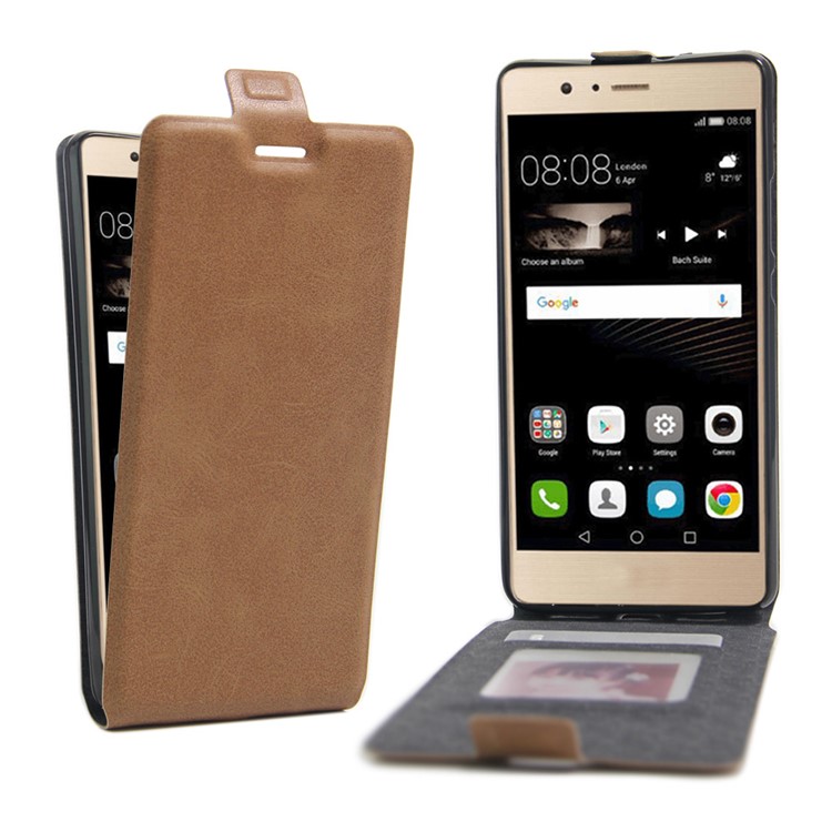 Crazy Horse Vertical Flip Leather Case for Huawei P9 Lite/G9 Lite with Card Slot - Brown-1