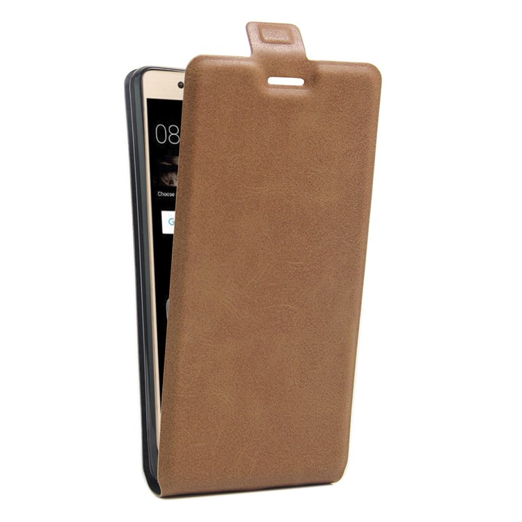 Crazy Horse Vertical Flip Leather Case for Huawei P9 Lite/G9 Lite with Card Slot - Brown-3