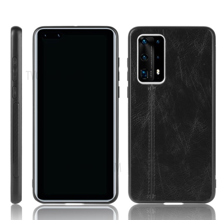Leather Coated PC + TPU Hybrid Phone Case for Huawei P40 Pro+/P40 Pro Plus - Black-1
