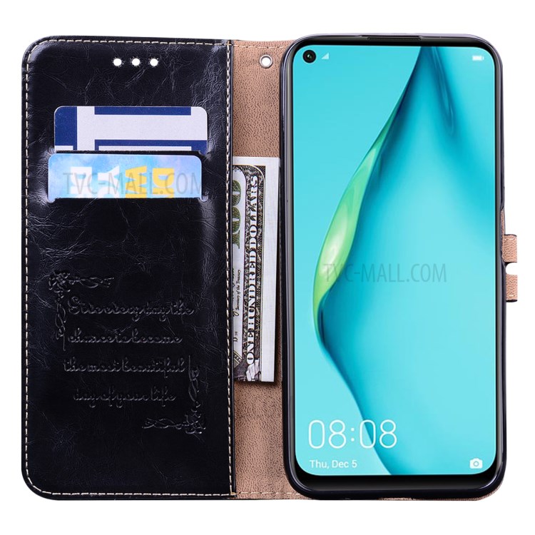 Oil Wax PU Leather Business Style Cover Phone Case for Huawei P40 lite/nova 6 SE/Nova 7i - Black-6