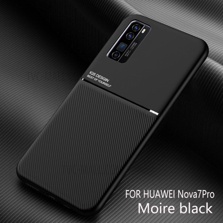 Minimaliste Couverture De Téléphone TPU Enduit En Cuir De Style D'affaires Pour Nova 7 Pro Huawei 5G - Noir-1