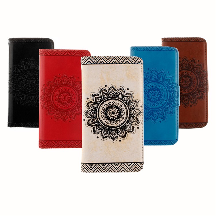 Embossed Floral Leather Wallet Stand Case for Huawei Ascend P8 Lite - Black-13