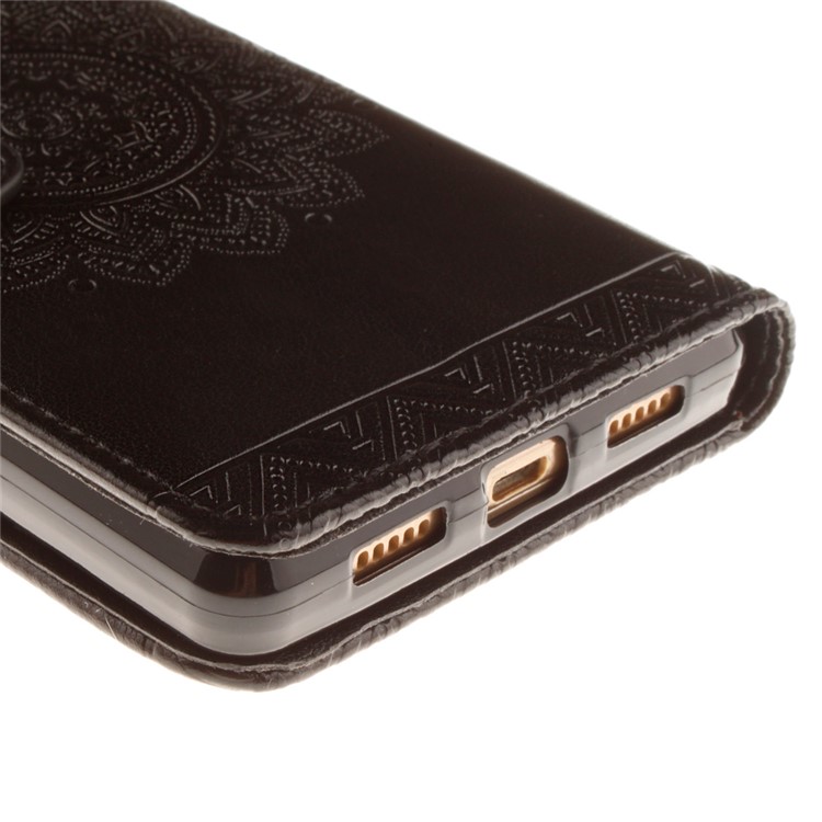 Embossed Floral Leather Wallet Stand Case for Huawei Ascend P8 Lite - Black-3