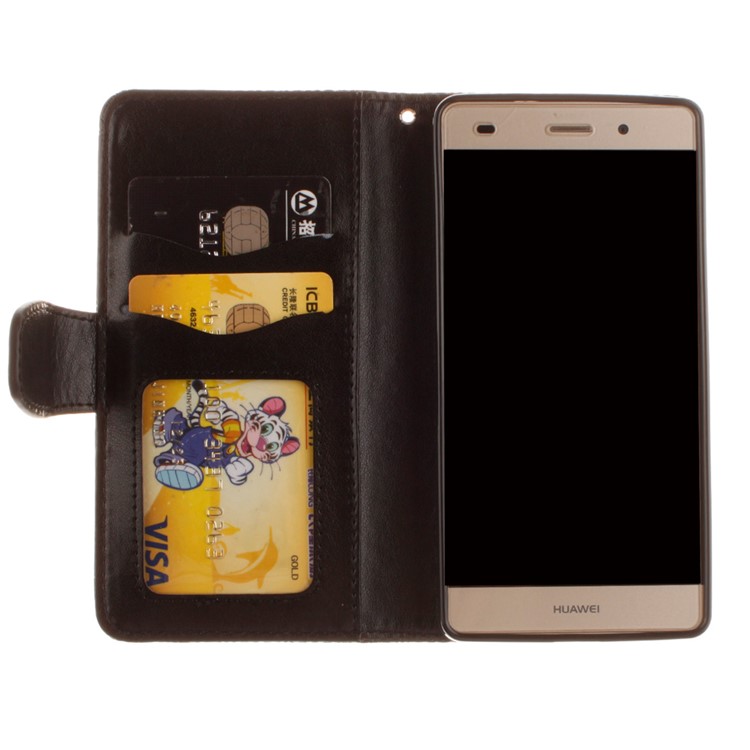 Embossed Floral Leather Wallet Stand Case for Huawei Ascend P8 Lite - Black-8