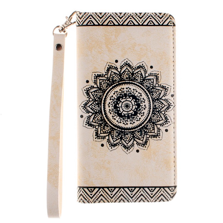 Embossed Floral Leather Wallet Stand Cover for Huawei Ascend P8 Lite - Beige-2