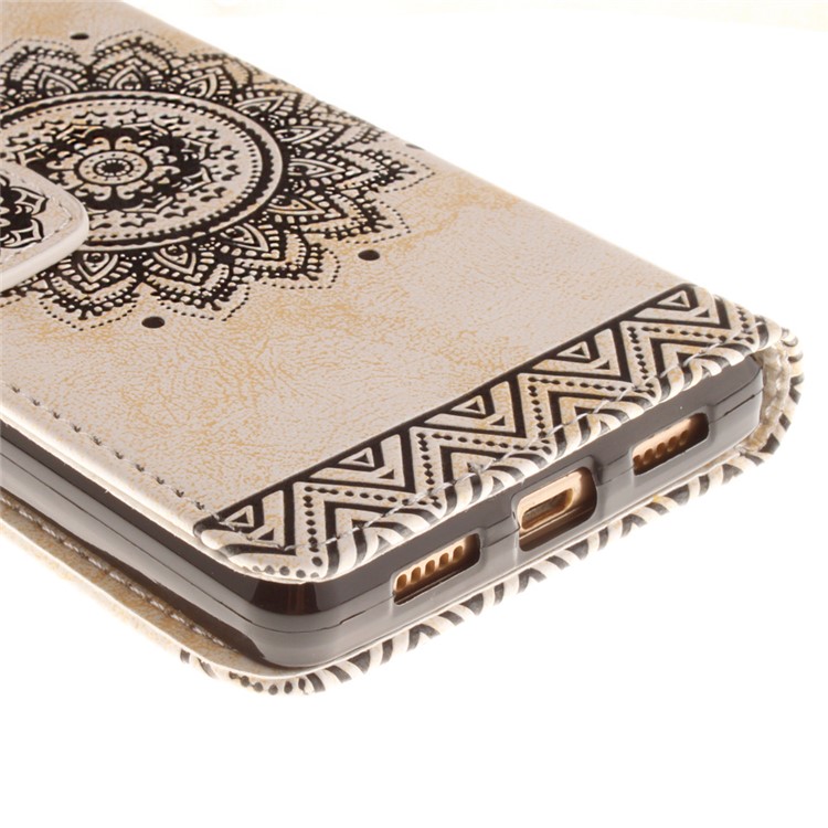 Embossed Floral Leather Wallet Stand Cover for Huawei Ascend P8 Lite - Beige-4