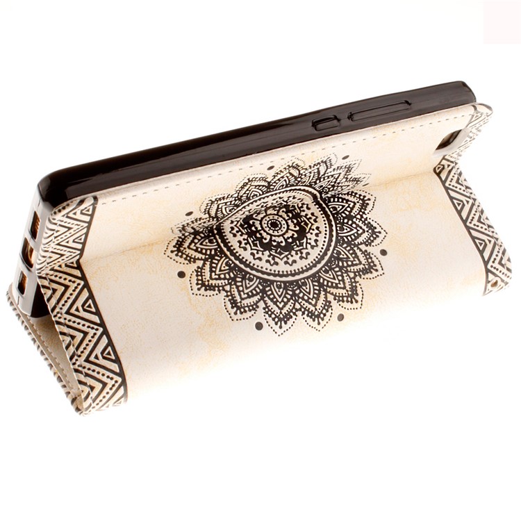 Embossed Floral Leather Wallet Stand Cover for Huawei Ascend P8 Lite - Beige-7