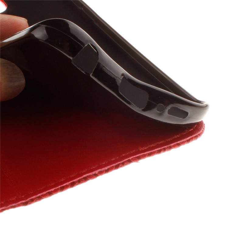 Embossed Floral Leather Wallet Stand Shell for Huawei Ascend P8 Lite - Red-12