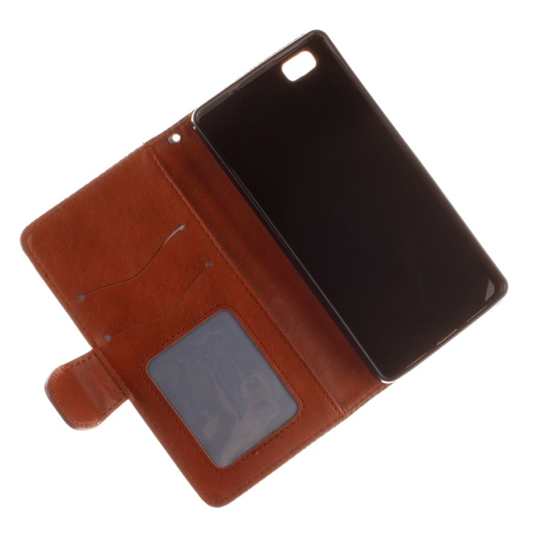 Embossed Floral Leather Wallet Phone Cover for Huawei Ascend P8 Lite - Brown-10