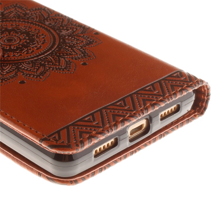 Embossed Floral Leather Wallet Phone Cover for Huawei Ascend P8 Lite - Brown-4