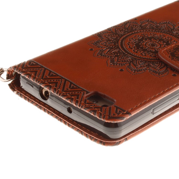 Embossed Floral Leather Wallet Phone Cover for Huawei Ascend P8 Lite - Brown-5