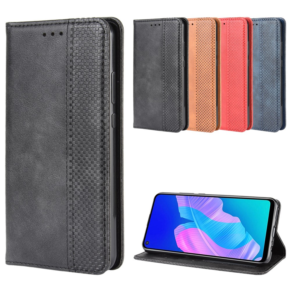 Magnetic Retro Surface Leather with Wallet Shell for Huawei P40 lite E/Y7p - Black-11