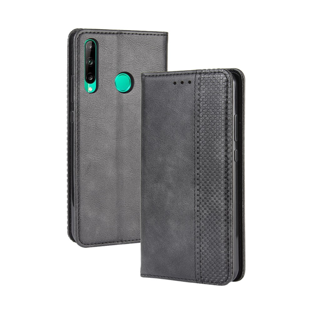 Magnetic Retro Surface Leather with Wallet Shell for Huawei P40 lite E/Y7p - Black-2