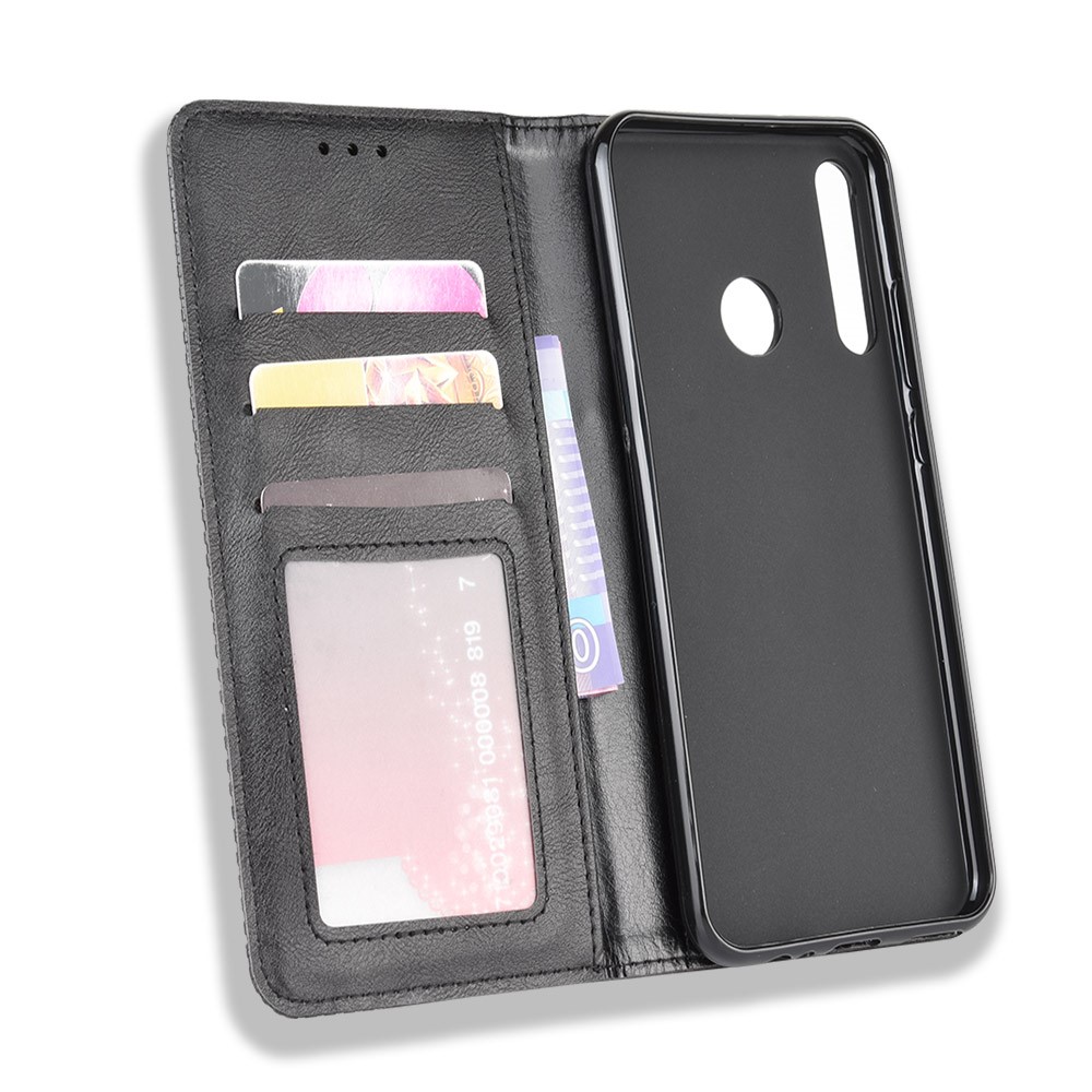 Magnetic Retro Surface Leather with Wallet Shell for Huawei P40 lite E/Y7p - Black-5