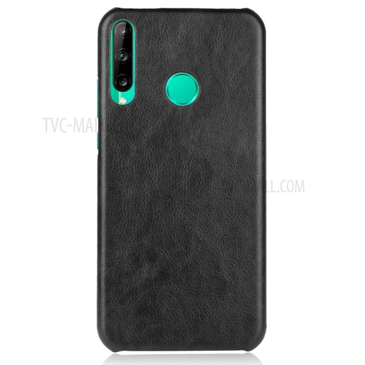 Litchi Skin Leather Coated PC Back Unique Shell for Huawei P40 lite E/Y7p - Black-2