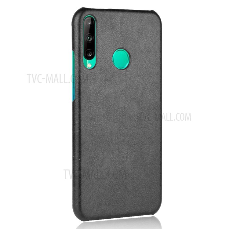 Litchi Skin Leather Coated PC Back Unique Shell for Huawei P40 lite E/Y7p - Black-3