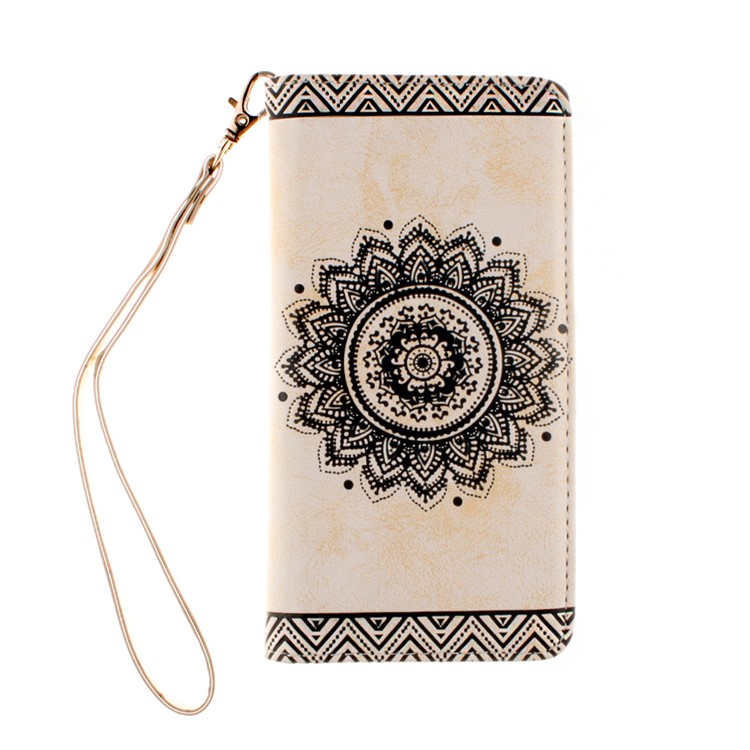 Embossed Mandala Flower Leather Cover with Wrist Strap for Huawei P9 Lite/G9 Lite - Beige-2