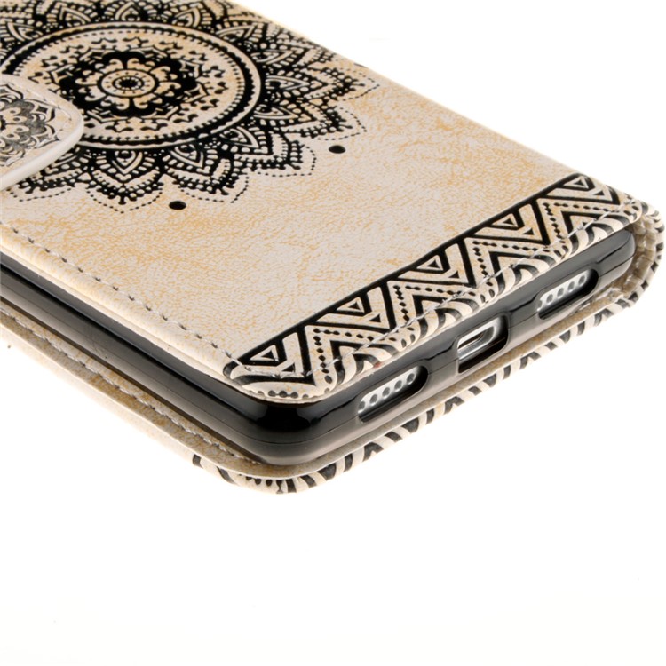 Embossed Mandala Flower Leather Cover with Wrist Strap for Huawei P9 Lite/G9 Lite - Beige-4