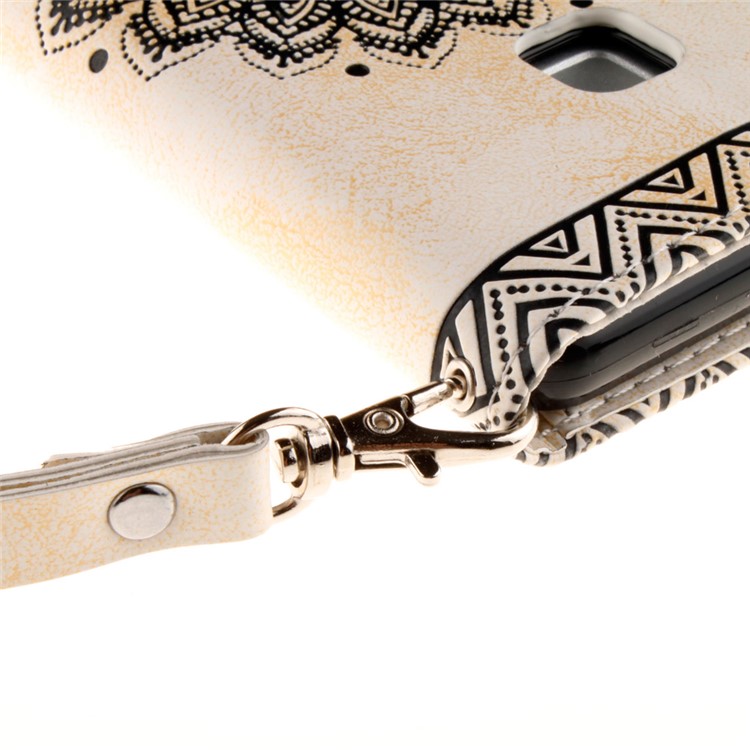 Embossed Mandala Flower Leather Cover with Wrist Strap for Huawei P9 Lite/G9 Lite - Beige-6