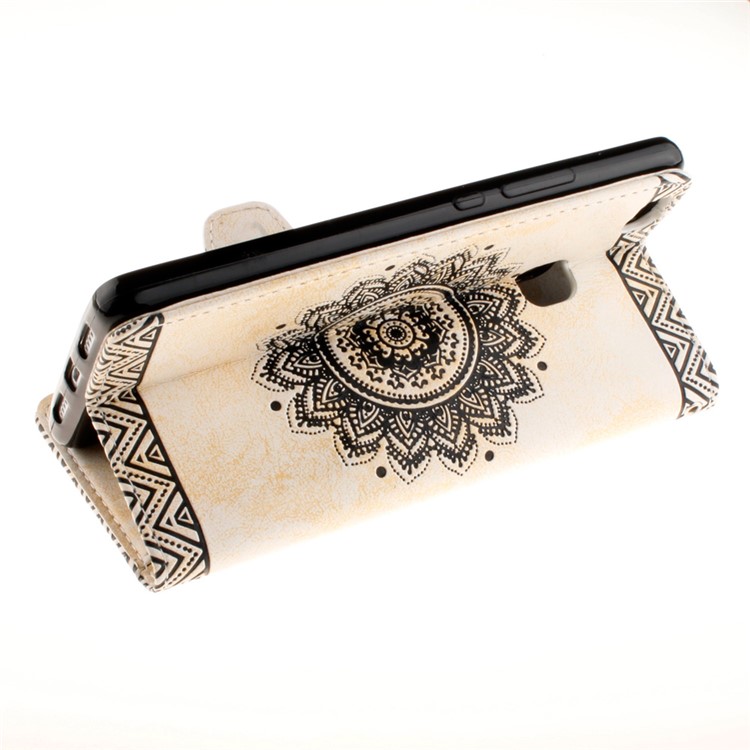 Embossed Mandala Flower Leather Cover with Wrist Strap for Huawei P9 Lite/G9 Lite - Beige-8