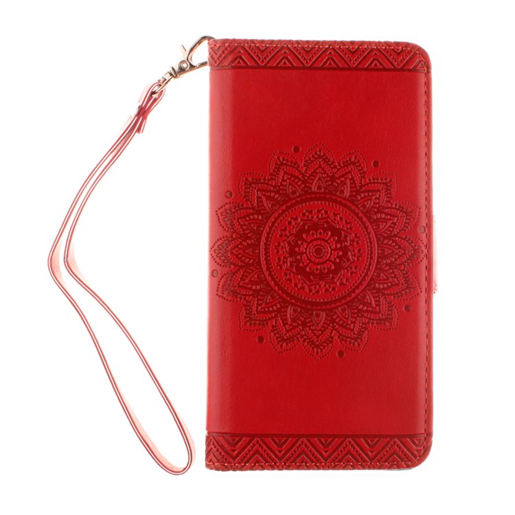 Embossed Mandala Flower Stand Leather Cover for Huawei P9 Lite/G9 Lite - Red-2