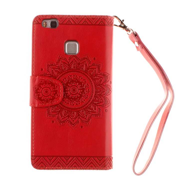 Embossed Mandala Flower Stand Leather Cover for Huawei P9 Lite/G9 Lite - Red-3