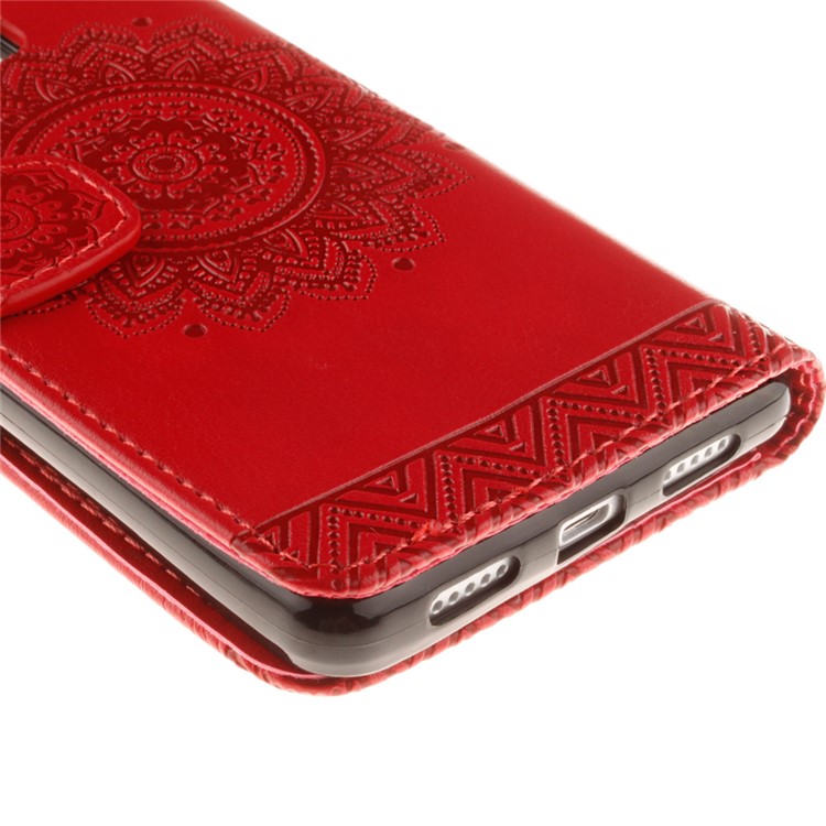 Embossed Mandala Flower Stand Leather Cover for Huawei P9 Lite/G9 Lite - Red-4