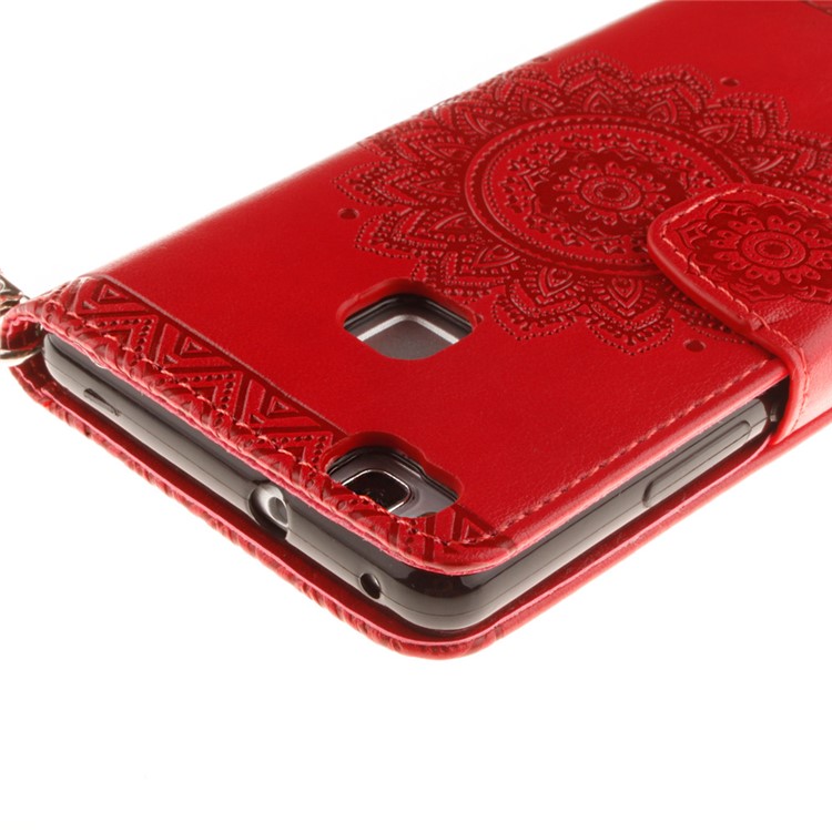 Embossed Mandala Flower Stand Leather Cover for Huawei P9 Lite/G9 Lite - Red-5