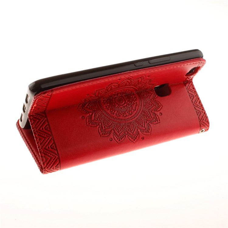 Embossed Mandala Flower Stand Leather Cover for Huawei P9 Lite/G9 Lite - Red-7