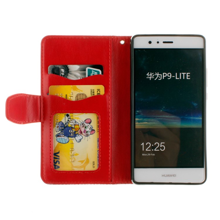Embossed Mandala Flower Stand Leather Cover for Huawei P9 Lite/G9 Lite - Red-9