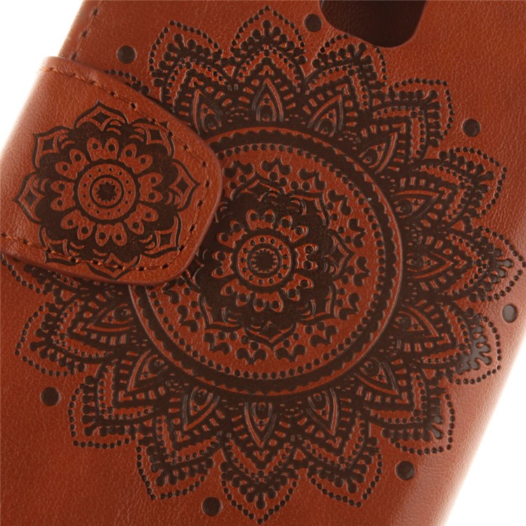 Embossed Mandala Flower Leather Card Slot Case for Huawei P9 Lite/G9 Lite - Brown-11