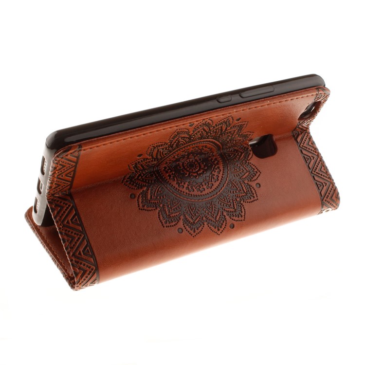Embossed Mandala Flower Leather Card Slot Case for Huawei P9 Lite/G9 Lite - Brown-7