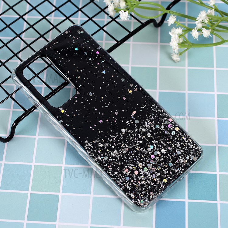 Glitter Sequins Inlaid Style TPU Shell Cover Casing for Huawei P40 - Black-1