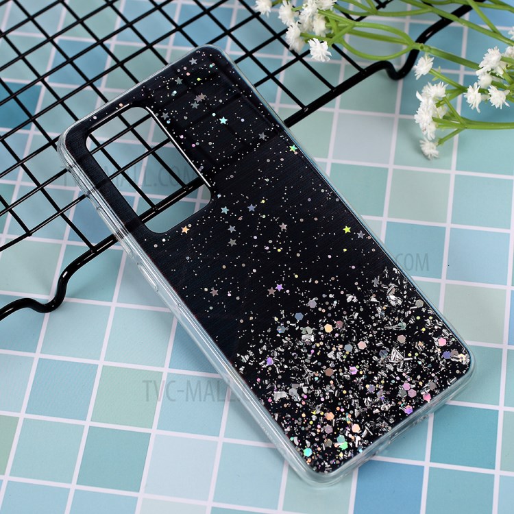 Glitter Sequins Inlaid Style TPU Cover Casing for Huawei P40 Pro - Black-1