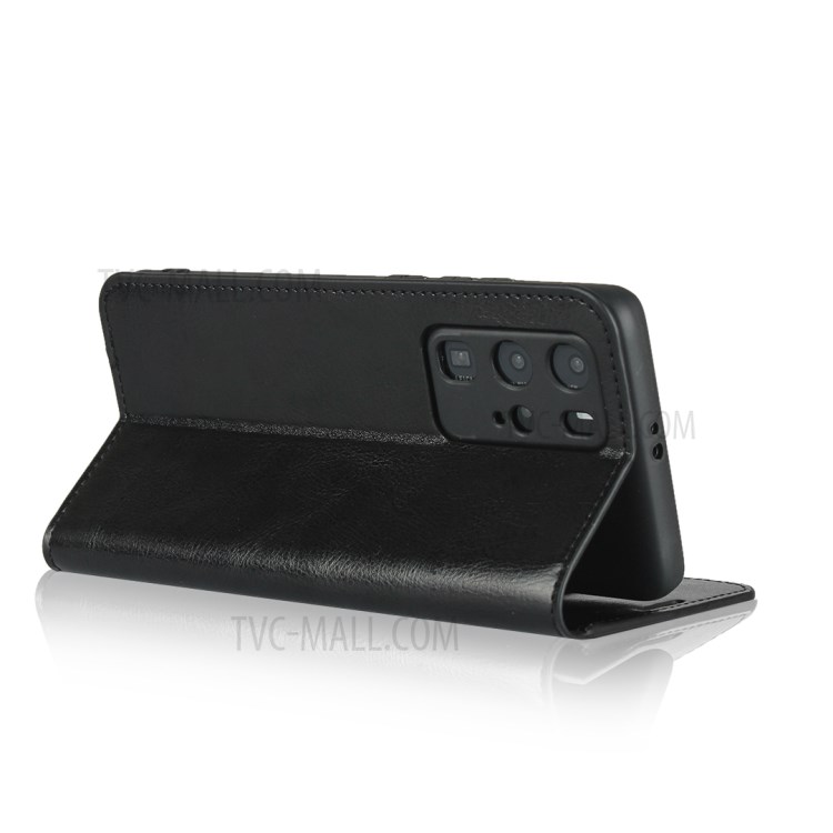 Crazy Horse Surface Wallet Stand Genuine Leather Cover for Huawei P40 Pro - Black-5