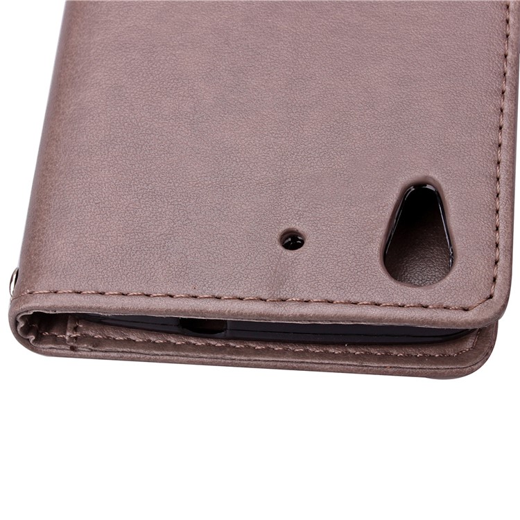 Imprinted Four-leaf Clovers Leather Stand Cover for Huawei Honor 4A / Y6 - Grey-8
