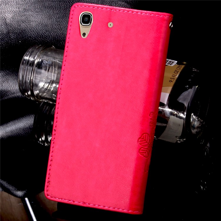 Imprinted Four-leaf Clovers Leather Case for Huawei Honor 4A / Y6 - Rose-10